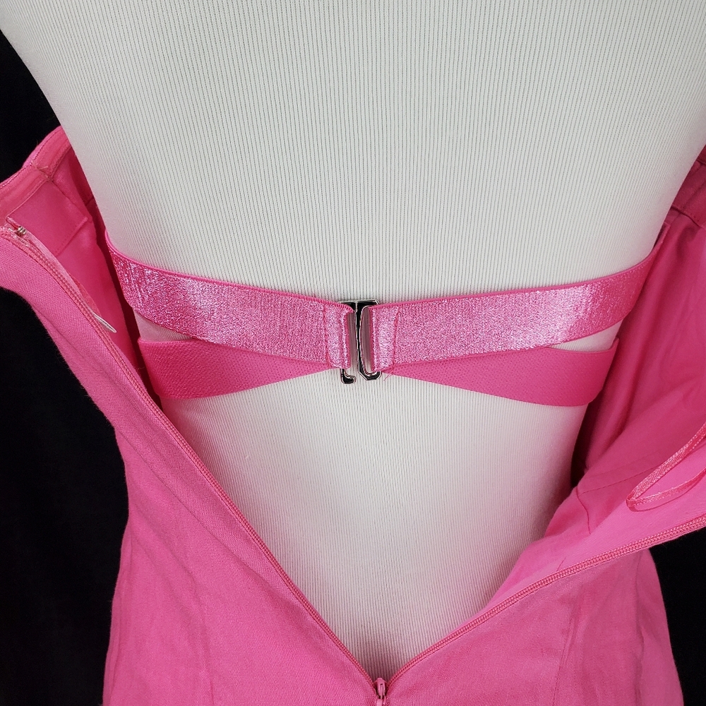 Milly Cameron Solid Linen Strapless Dress size 2 Pink Party Legally Blonde - Picture 15 of 15